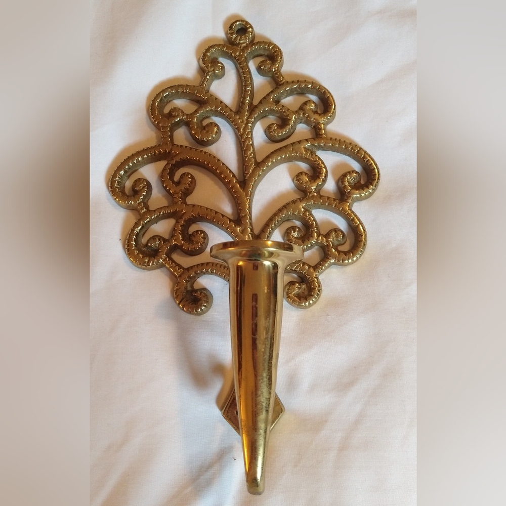 Vintage Solid Brass Virginia Metalcrafters Family Tree Wall Sconce